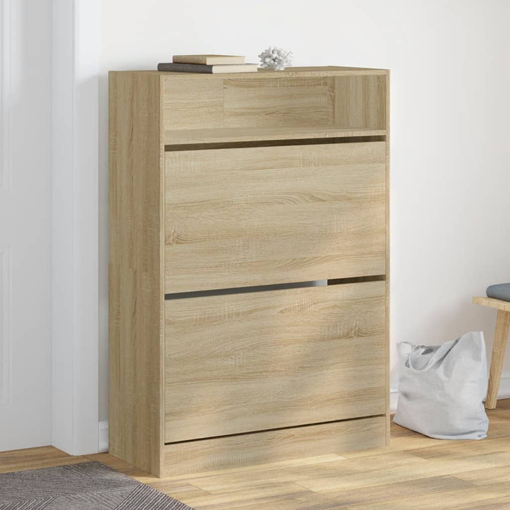 vidaXL Shoe Cabinet with 2 Flaps Sonoma Oak 80x34x116 cm