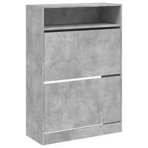 vidaXL Shoe Cabinet with 2 Flaps Concrete Grey 80x34x116 cm