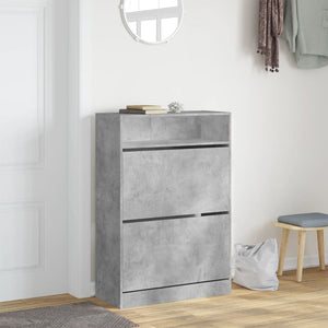 vidaXL Shoe Cabinet with 2 Flaps Concrete Grey 80x34x116 cm