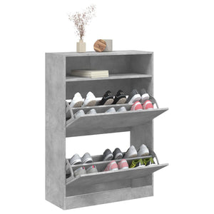 vidaXL Shoe Cabinet with 2 Flaps Concrete Grey 80x34x116 cm