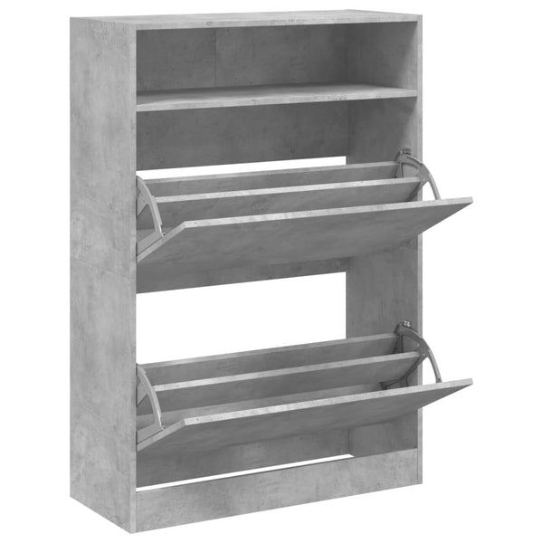 vidaXL Shoe Cabinet with 2 Flaps Concrete Grey 80x34x116 cm