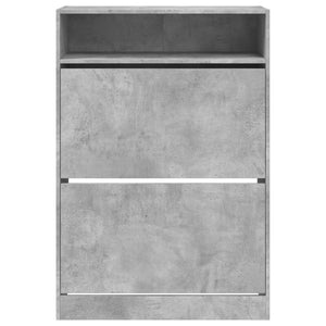 vidaXL Shoe Cabinet with 2 Flaps Concrete Grey 80x34x116 cm