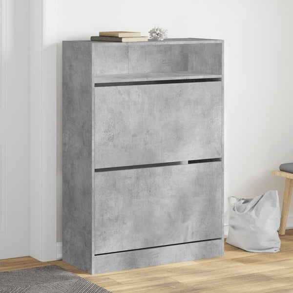 vidaXL Shoe Cabinet with 2 Flaps Concrete Grey 80x34x116 cm