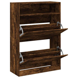 vidaXL Shoe Cabinet with 2 Flaps Smoked Oak 80x34x116 cm
