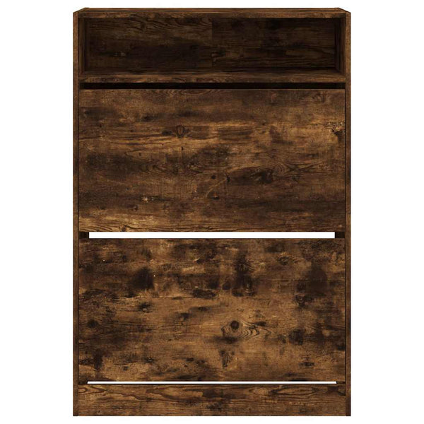 vidaXL Shoe Cabinet with 2 Flaps Smoked Oak 80x34x116 cm