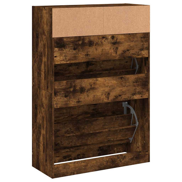 vidaXL Shoe Cabinet with 2 Flaps Smoked Oak 80x34x116 cm