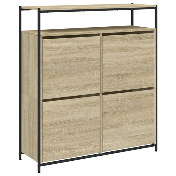 vidaXL Shoe Cabinet with 4 Flaps Sonoma Oak 100x34x112 cm