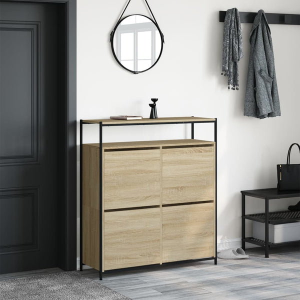 vidaXL Shoe Cabinet with 4 Flaps Sonoma Oak 100x34x112 cm