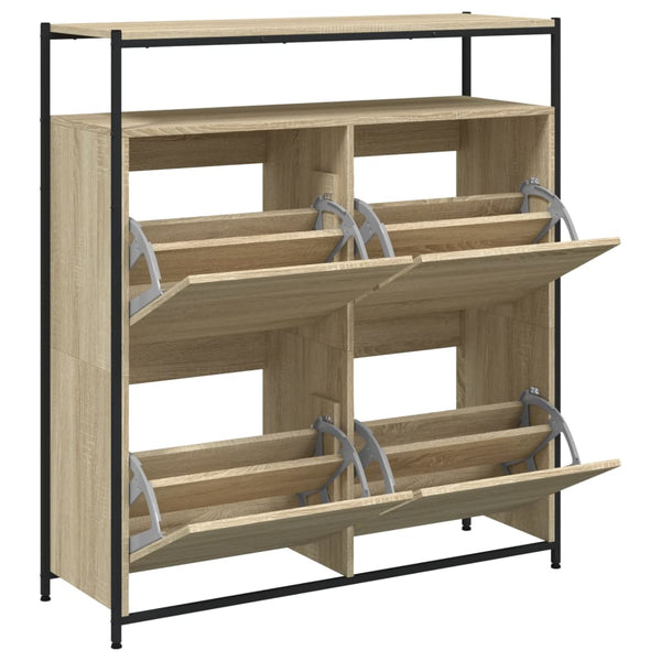 vidaXL Shoe Cabinet with 4 Flaps Sonoma Oak 100x34x112 cm