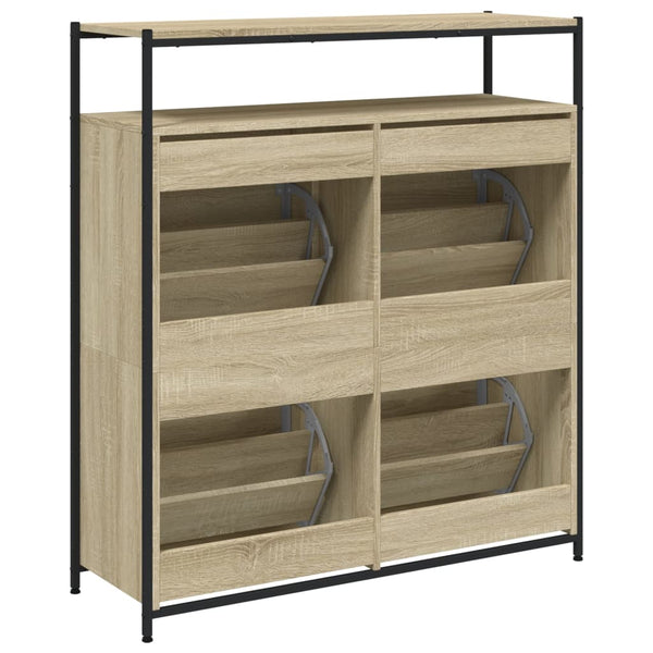 vidaXL Shoe Cabinet with 4 Flaps Sonoma Oak 100x34x112 cm