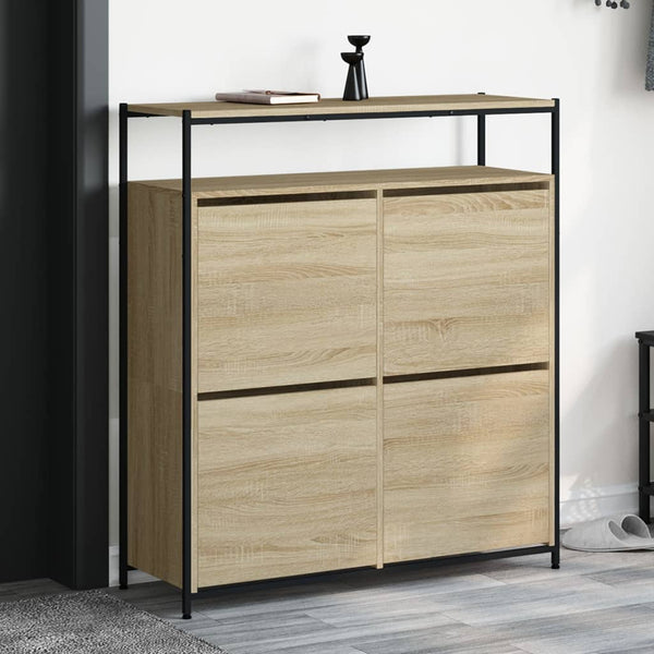 vidaXL Shoe Cabinet with 4 Flaps Sonoma Oak 100x34x112 cm