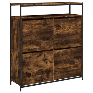 vidaXL Shoe Cabinet with 4 Flaps Smoked Oak 100x34x112 cm