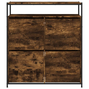 vidaXL Shoe Cabinet with 4 Flaps Smoked Oak 100x34x112 cm