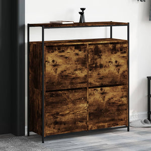 vidaXL Shoe Cabinet with 4 Flaps Smoked Oak 100x34x112 cm