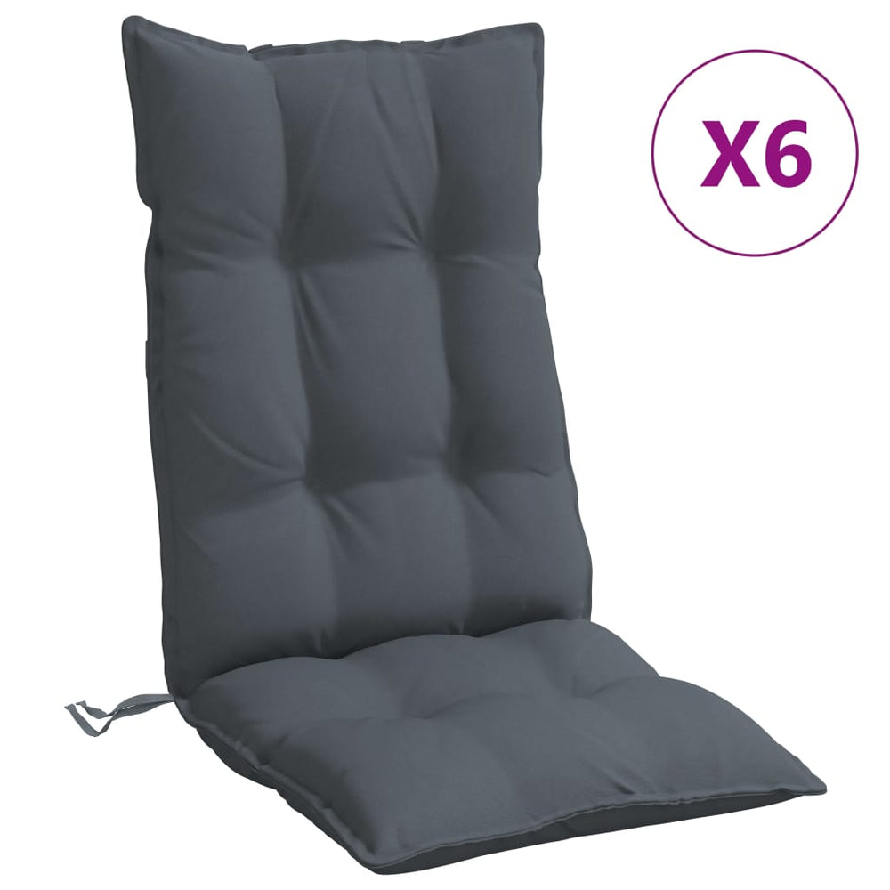 vidaXL High Back Cushion 6 pcs Anthracite Oxford Fabric