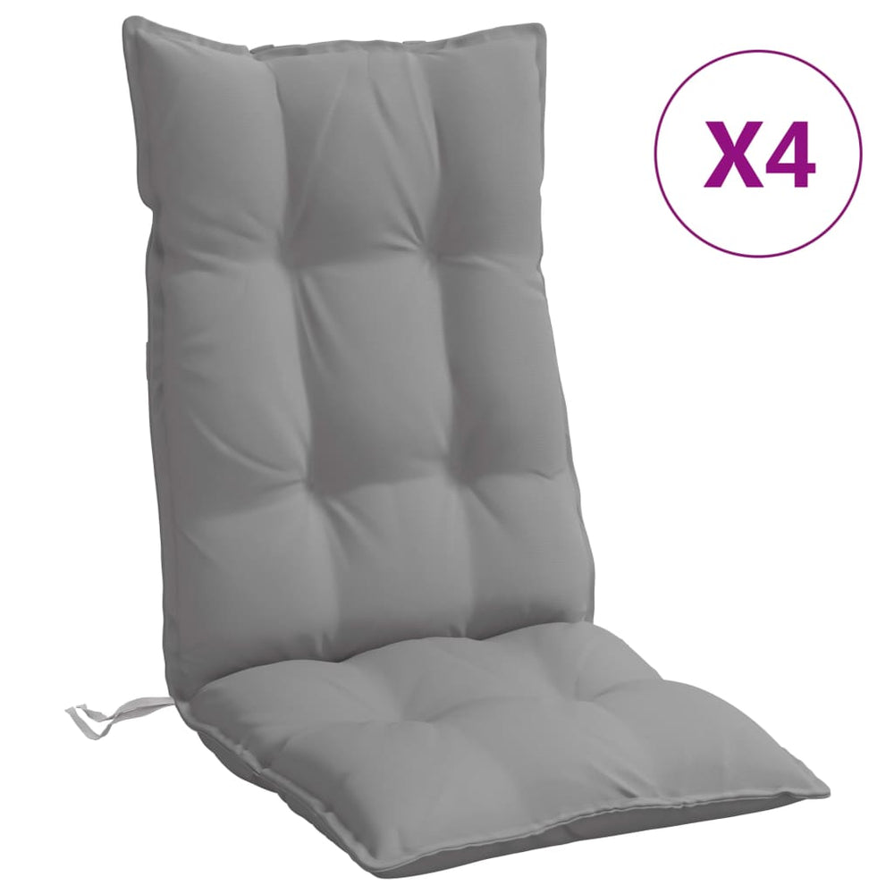 vidaXL High Back Cushion 4 pcs Grey Oxford Fabric