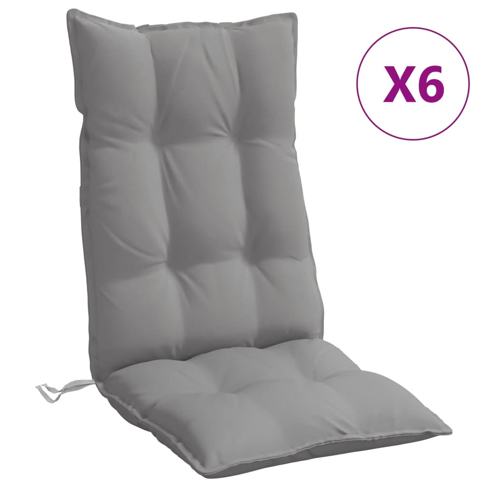vidaXL High-Back Cushion Pads 6 pcs. Grey Oxford Fabric