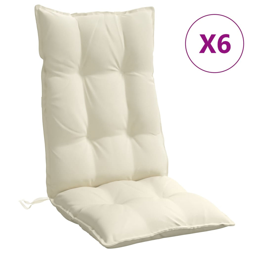 vidaXL High Back Cushion 6 pcs Cream Oxford Fabric