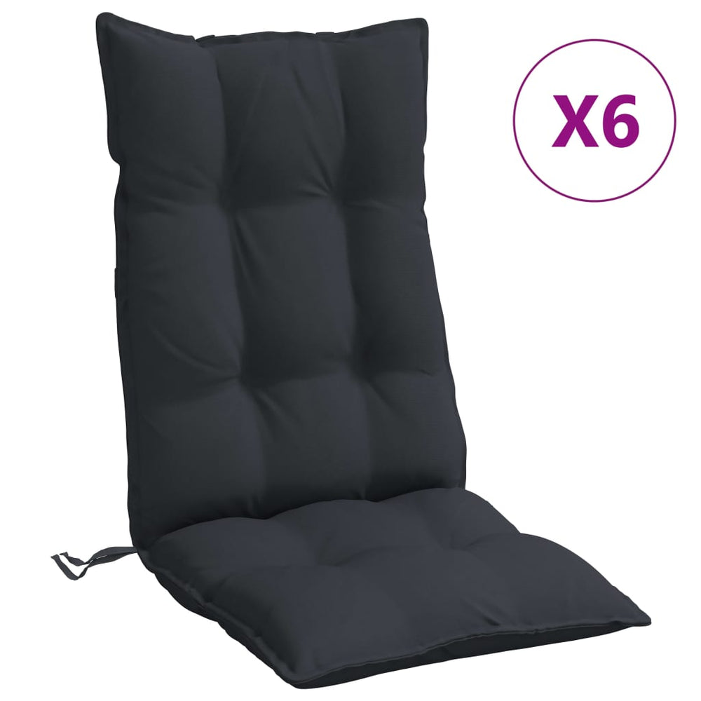 vidaXL High Back Cushion 6 pcs Black Oxford Fabric