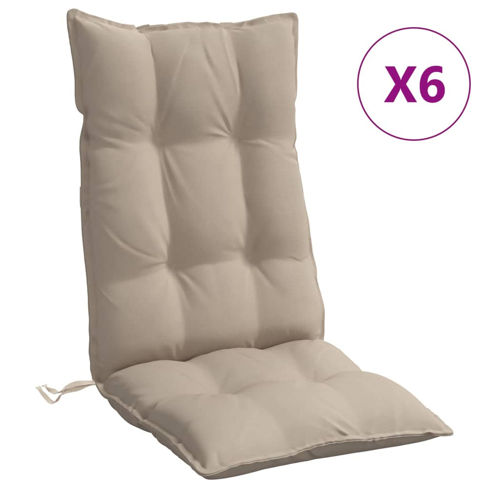 vidaXL High-Back Cushion Set 6 pcs Taupe Oxford Fabric