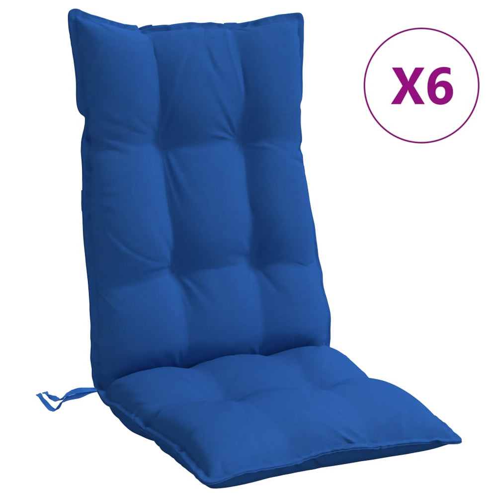 vidaXL High Back Cushion Set 6 pcs Royal Blue Oxford Fabric