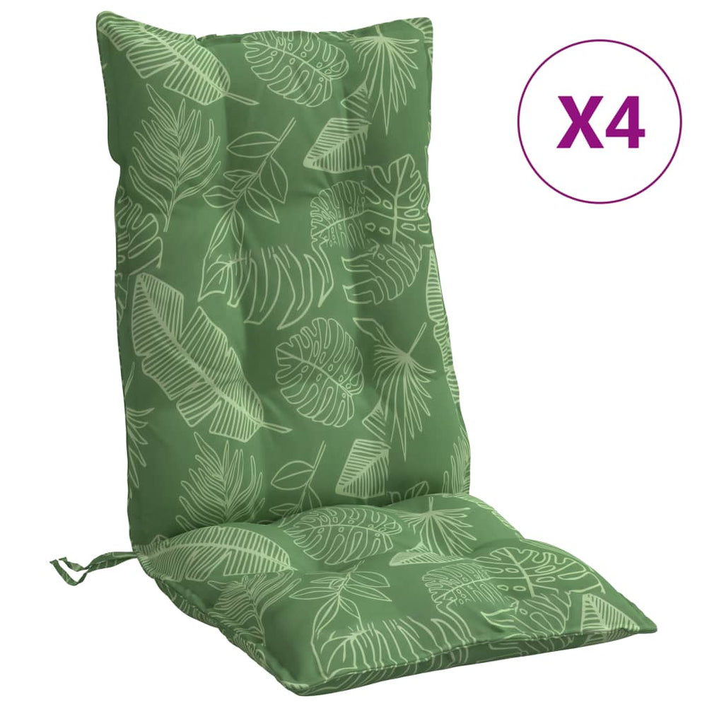 vidaXL High Back Cushion 4 pcs. Leaf Pattern Oxford Fabric