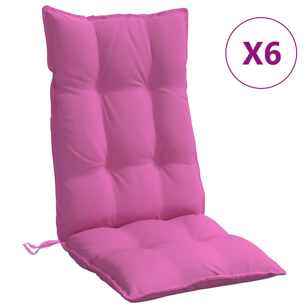 vidaXL High-Back Cushion Pads 6 pcs. Pink Oxford Fabric