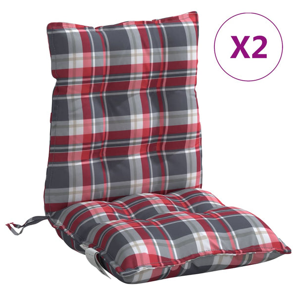 vidaXL Low-Back Cushion Pads 2 pcs. Red Plaid Oxford Fabric