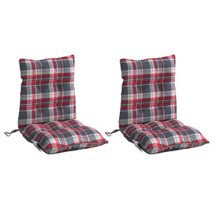 vidaXL Low-Back Cushion Pads 2 pcs. Red Plaid Oxford Fabric