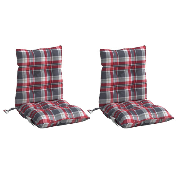vidaXL Low-Back Cushion Pads 2 pcs. Red Plaid Oxford Fabric