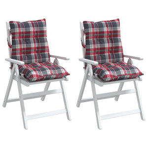 vidaXL Low-Back Cushion Pads 2 pcs. Red Plaid Oxford Fabric