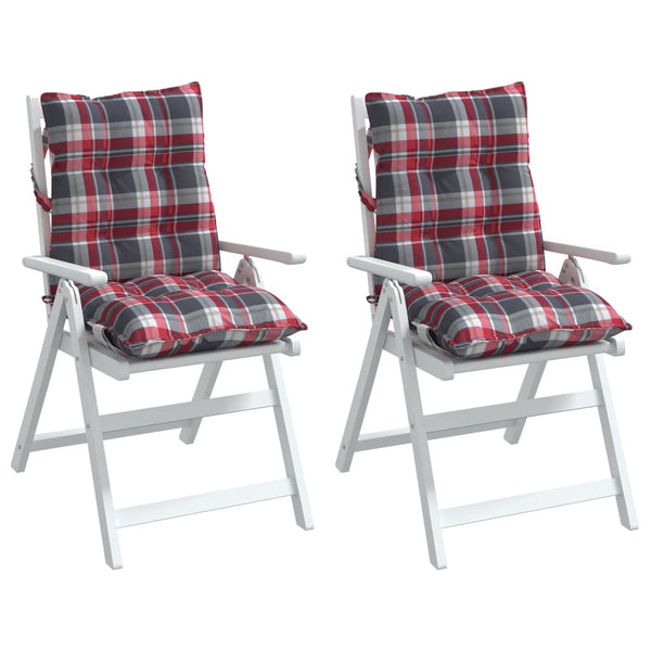 vidaXL Low-Back Cushion Pads 2 pcs. Red Plaid Oxford Fabric
