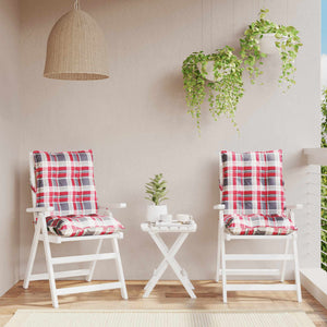 vidaXL Low-Back Cushion Pads 2 pcs. Red Plaid Oxford Fabric
