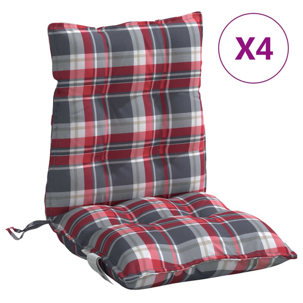 vidaXL Low-back Cushion Pads 4 pcs Red Plaid Oxford Fabric