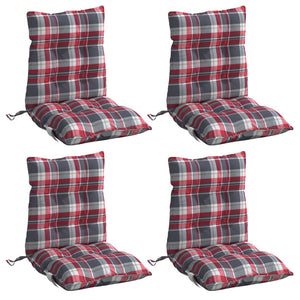 vidaXL Low-back Cushion Pads 4 pcs Red Plaid Oxford Fabric