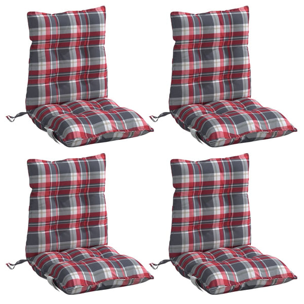 vidaXL Low-back Cushion Pads 4 pcs Red Plaid Oxford Fabric