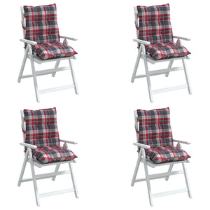 vidaXL Low-back Cushion Pads 4 pcs Red Plaid Oxford Fabric