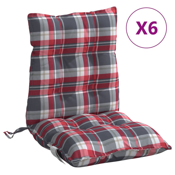 vidaXL Low-Back Cushion Pads 6 pcs Red Gingham Oxford Fabric