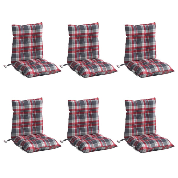vidaXL Low-Back Cushion Pads 6 pcs Red Gingham Oxford Fabric