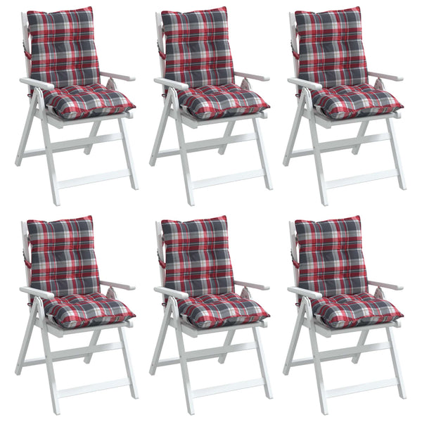 vidaXL Low-Back Cushion Pads 6 pcs Red Gingham Oxford Fabric
