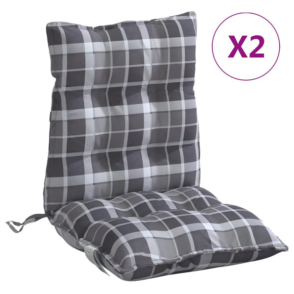 vidaXL Low Back Seat Cushions 2 pcs. Grey Plaid Oxford Fabric