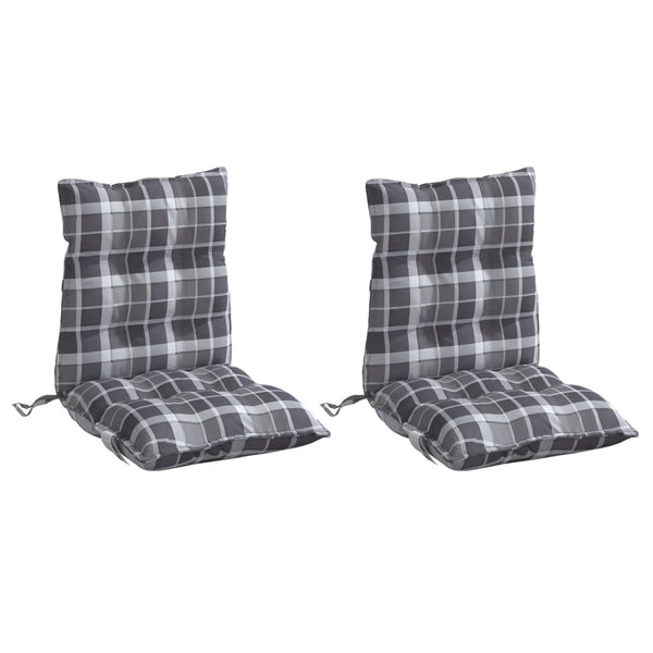 vidaXL Low Back Seat Cushions 2 pcs. Grey Plaid Oxford Fabric
