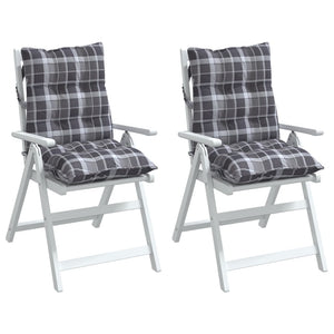 vidaXL Low Back Seat Cushions 2 pcs. Grey Plaid Oxford Fabric
