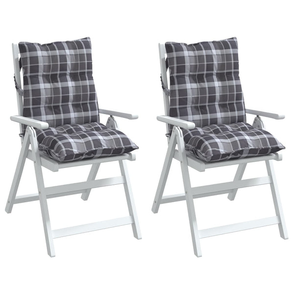 vidaXL Low Back Seat Cushions 2 pcs. Grey Plaid Oxford Fabric