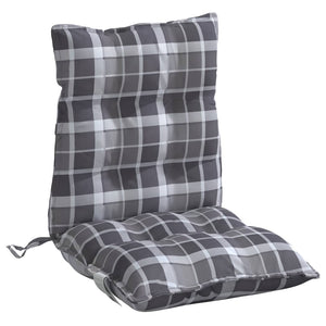 vidaXL Low Back Seat Cushions 2 pcs. Grey Plaid Oxford Fabric