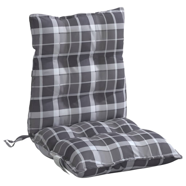 vidaXL Low Back Seat Cushions 2 pcs. Grey Plaid Oxford Fabric