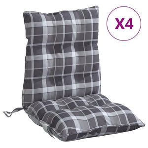 vidaXL Low-Back Cushion Pads 4 pcs Grey Plaid Oxford Fabric