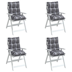 vidaXL Low-Back Cushion Pads 4 pcs Grey Plaid Oxford Fabric