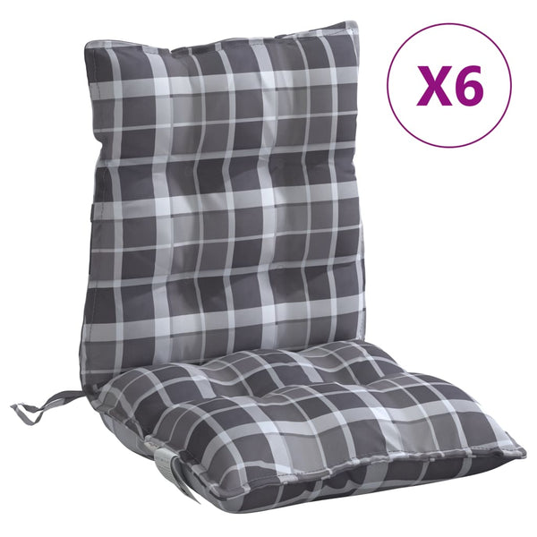 Niedriglehner Auflagen 6er Set Grau Karomuster