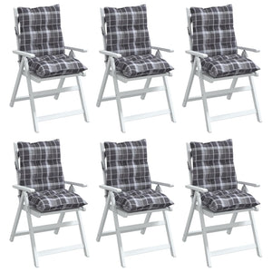 Niedriglehner Auflagen 6er Set Grau Karomuster